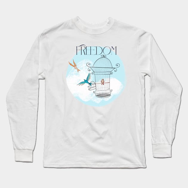 Freedom birds Long Sleeve T-Shirt by Lu Lapin